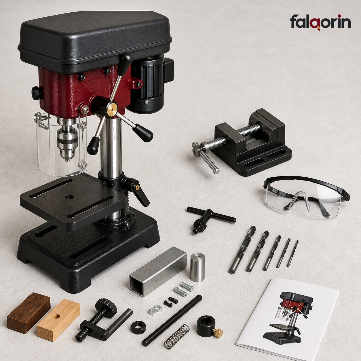 FALQORIN Compact Benchtop Drill Press – Adjustable Workshop Drilling Station